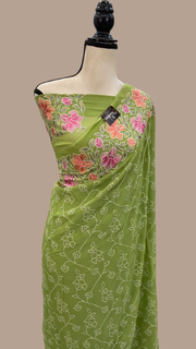 Pure Georgette Chikankari Handloom Banarasi Saree - The Handlooms