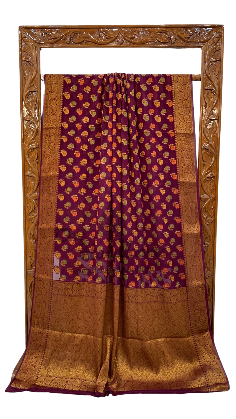 Pure Chiffon Khaddi Banarasi Saree - The Handlooms