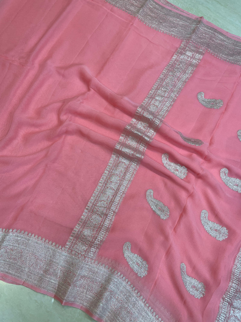 Pure Georgette Banarasi Handloom Saree - The Handlooms