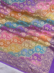 Pure Khaddi Georgette Dupatta - water zari - The Handlooms