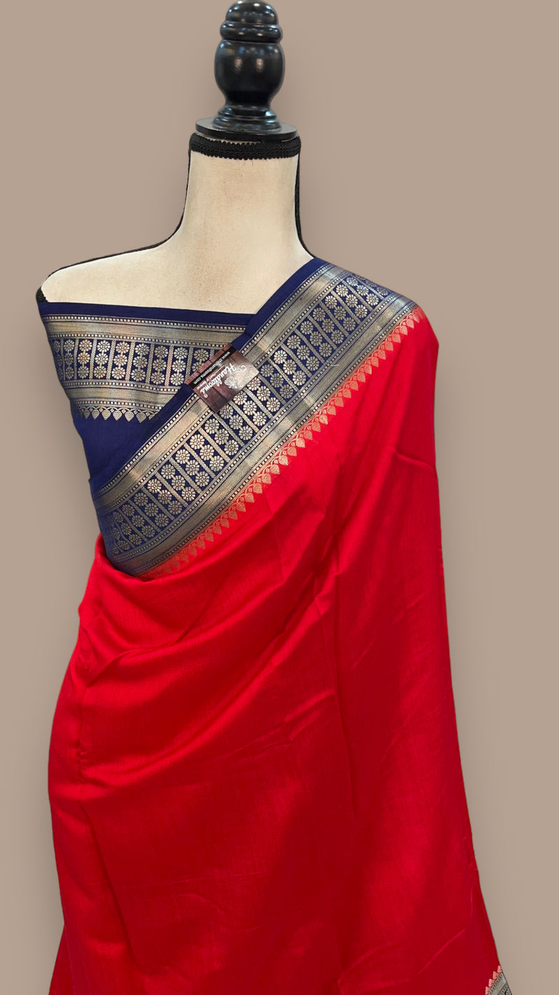 Pure Chiniya Silk Khaddi Handloom Banarasi Saree - The Handlooms