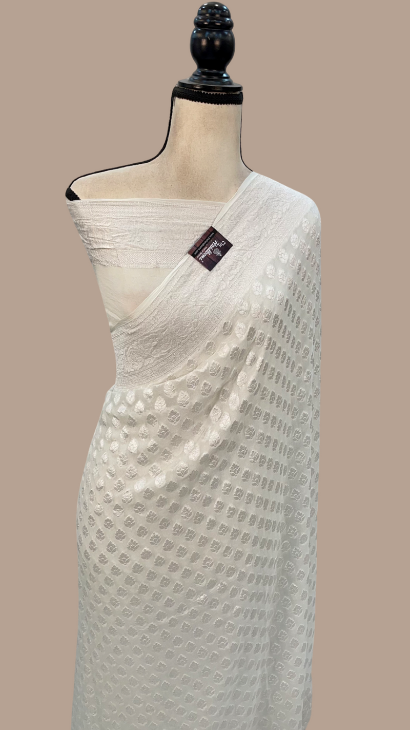 Khaddi Georgette Handloom Banarasi Saree - The Handlooms