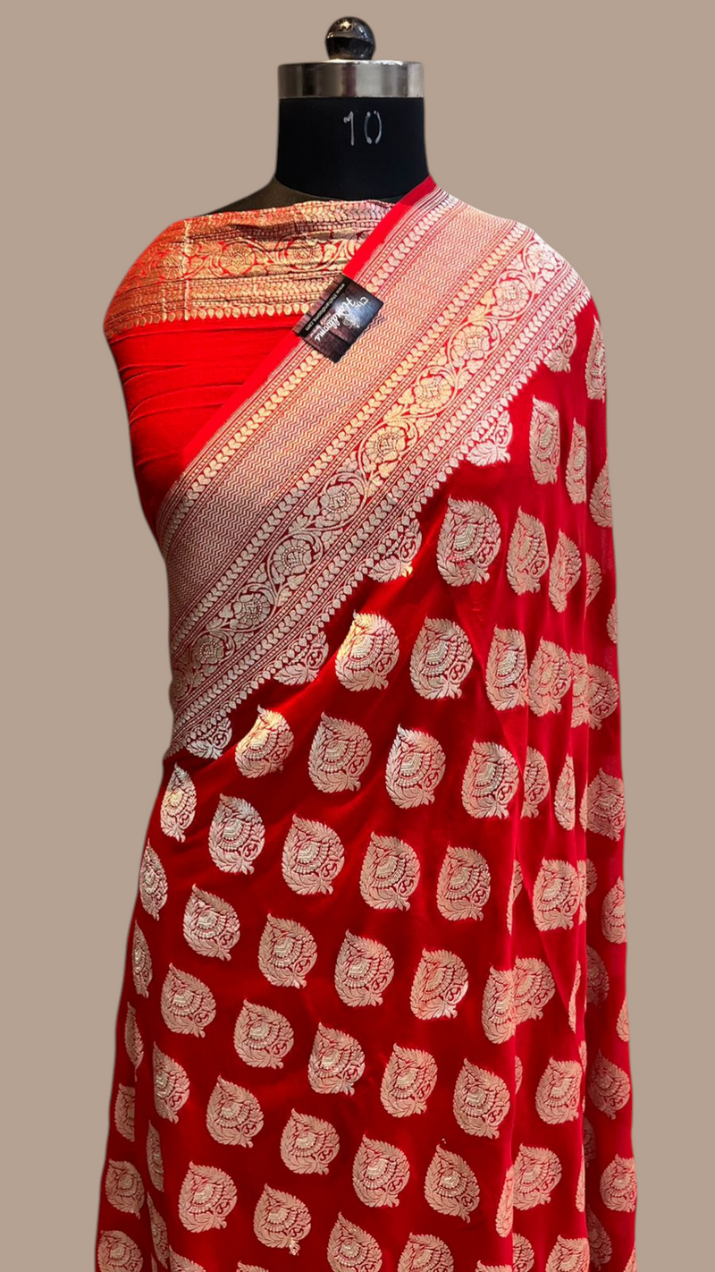 Khaddi Georgette Handloom Banarasi Saree - The Handlooms