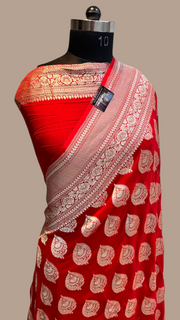 Khaddi Georgette Handloom Banarasi Saree - The Handlooms
