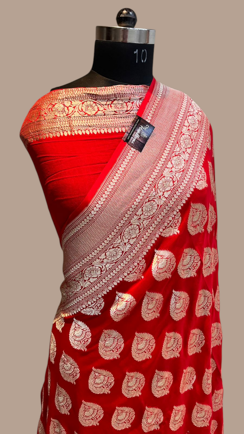 Khaddi Georgette Handloom Banarasi Saree - The Handlooms