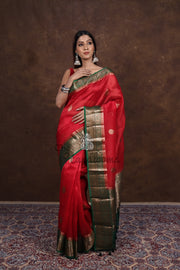 Red Pure Kora Handloom Banarasi Saree - The Handlooms