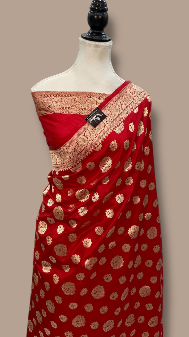 Deepika Padukone in Pure Katan Silk Banarasi Handloom Saree - All Over Motifs - The Handlooms