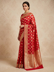 Deepika Padukone in Pure Katan Silk Banarasi Handloom Saree - All Over Motifs - The Handlooms