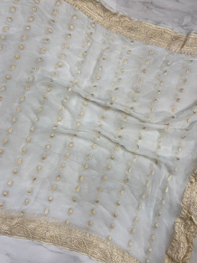 Pure Khaddi Georgette Dupatta-Water Zari