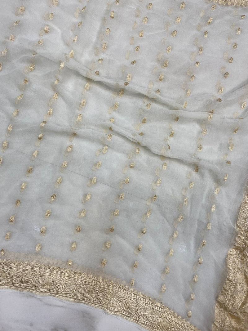 Pure Khaddi Georgette Dupatta-Water Zari