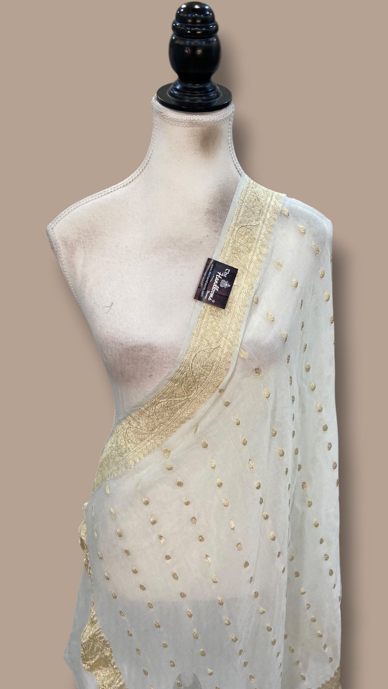 Pure Khaddi Georgette Dupatta-Water Zari