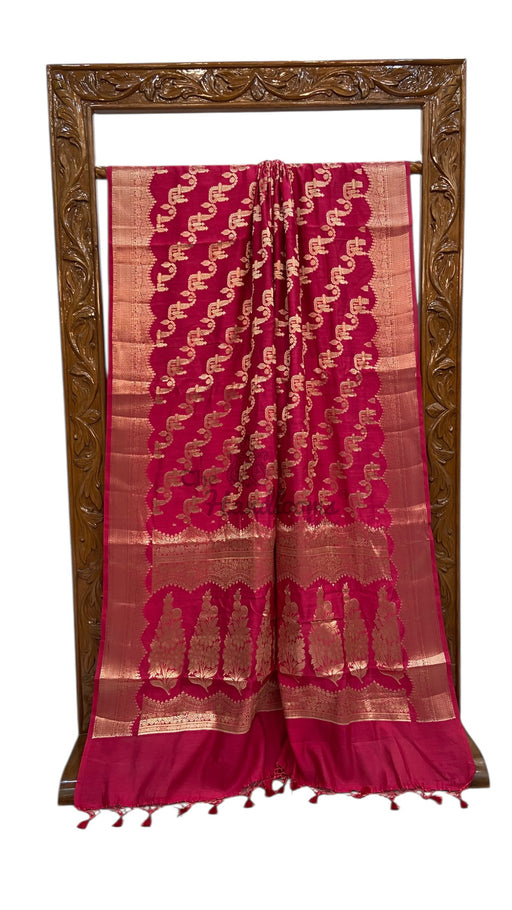 Pure Dupion Silk Banarasi Saree - Gold Zari - The Handlooms