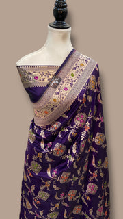 Pure Katan Silk Banarasi Handloom Saree - All over Jaal Work With Meenakari - The Handlooms