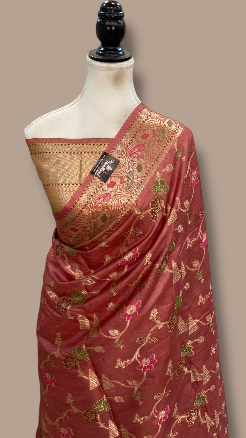 Pure Tussar Silk Handloom Banarasi Saree - The Handlooms