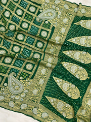 Pure Georgette Banarasi Bandhej Handloom Saree - The Handlooms