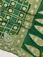 Pure Georgette Banarasi Bandhej Handloom Saree - The Handlooms