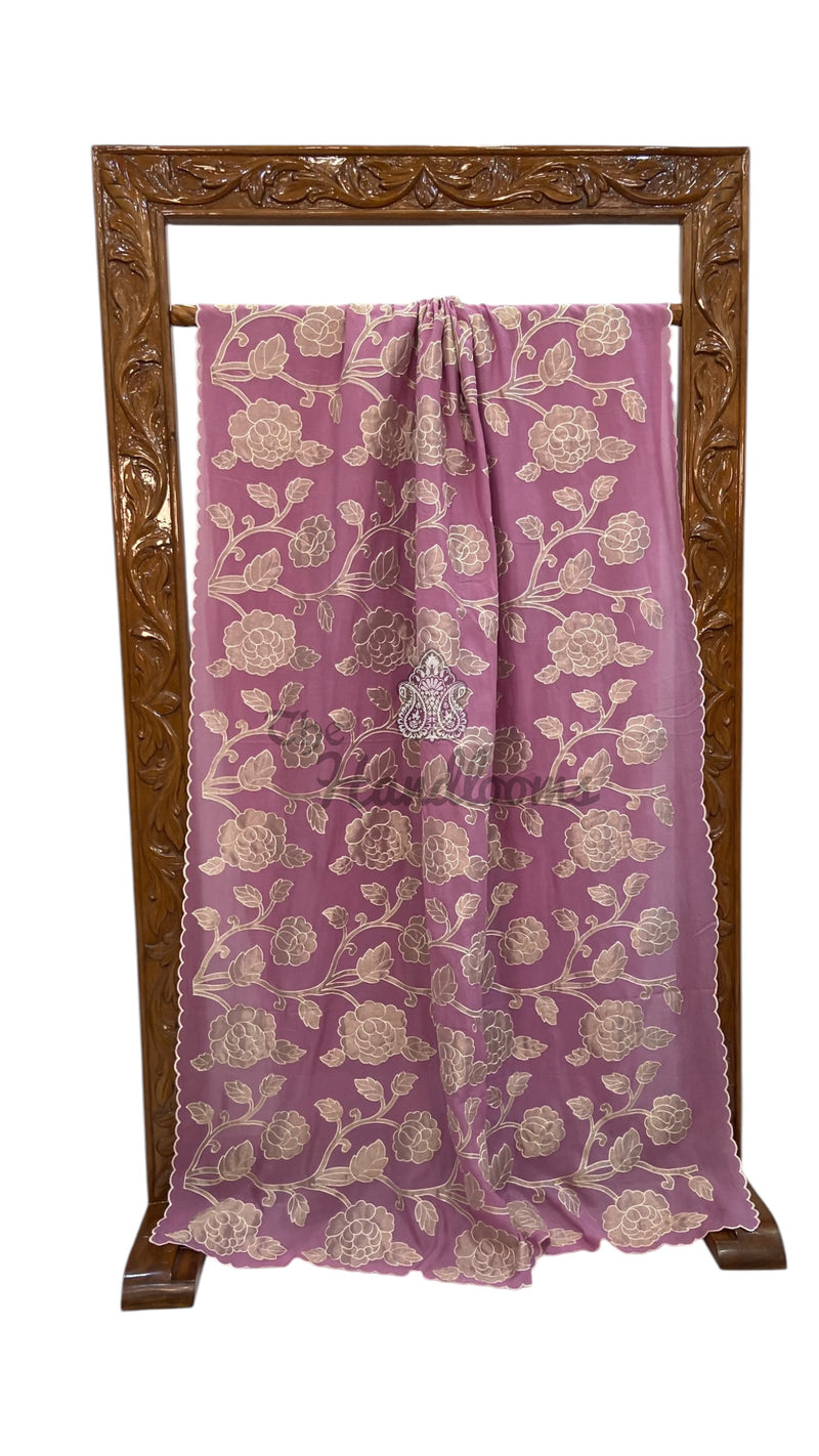 Pure Georgette Handloom Banarasi Saree - Handwork