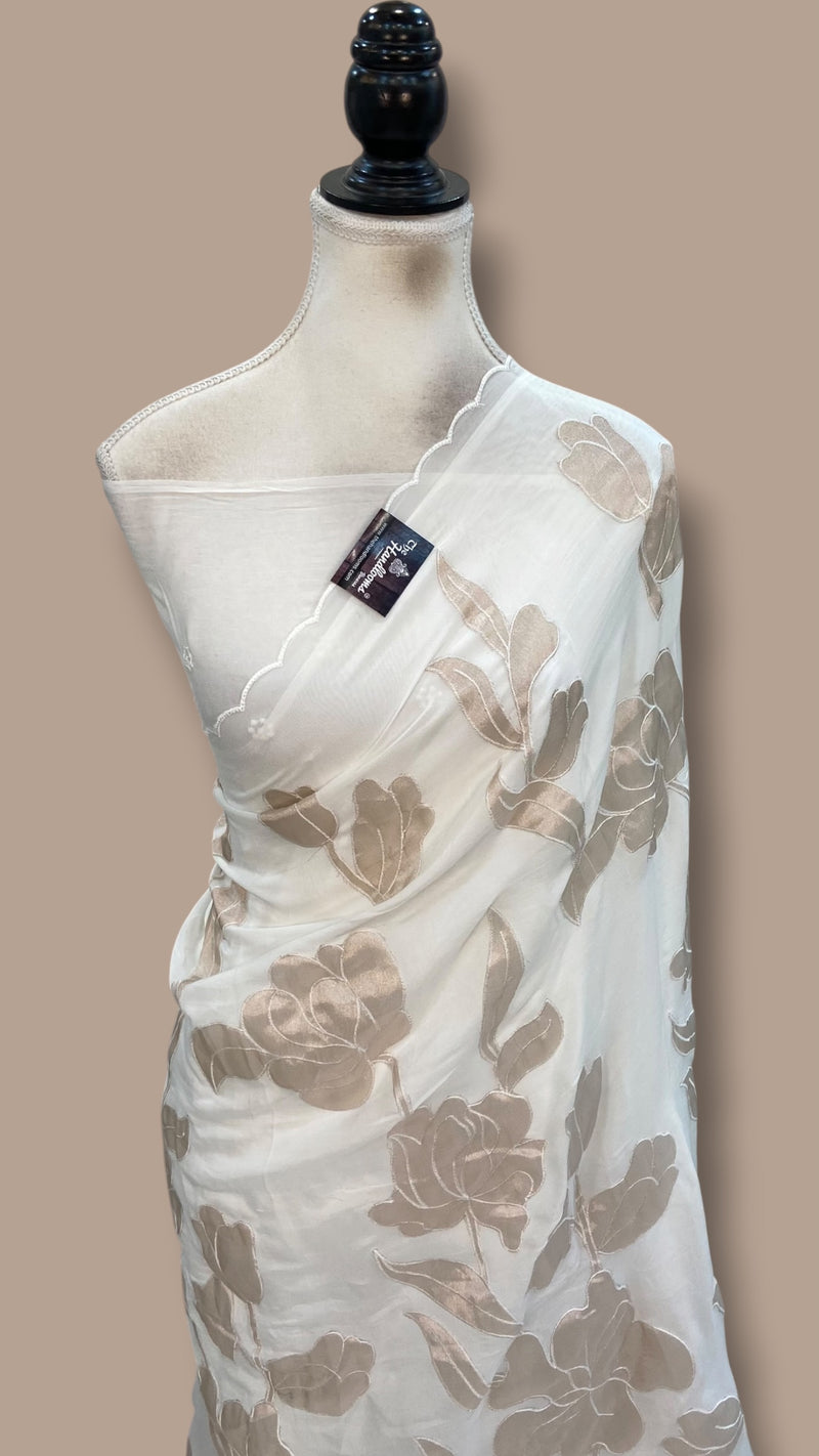 Pure Georgette Handloom Banarasi Saree - Handwork