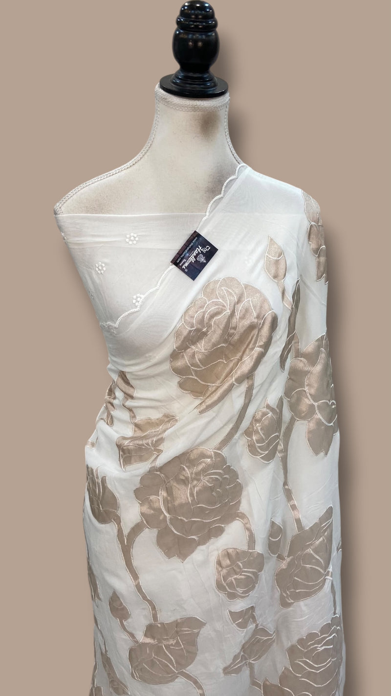 Pure Georgette Handloom Banarasi Saree - Handwork