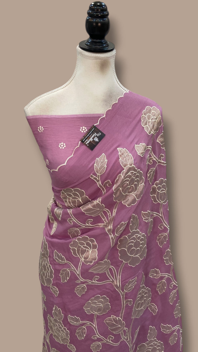 Pure Georgette Handloom Banarasi Saree - Handwork