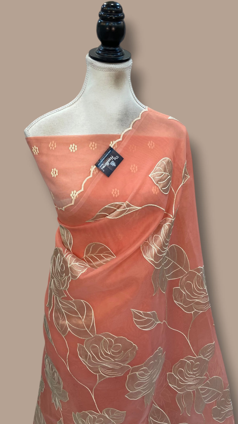 Pure Organza Handloom Banarasi Saree - Handwork