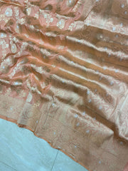 Pure Katan Silk Banarasi Handloom Saree - All over Sona Roopa Jaal work - The Handlooms