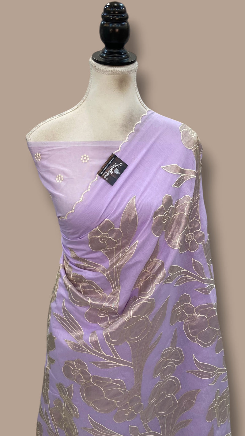 Pure Chanderi Silk Handloom Banarasi Saree - Handwork