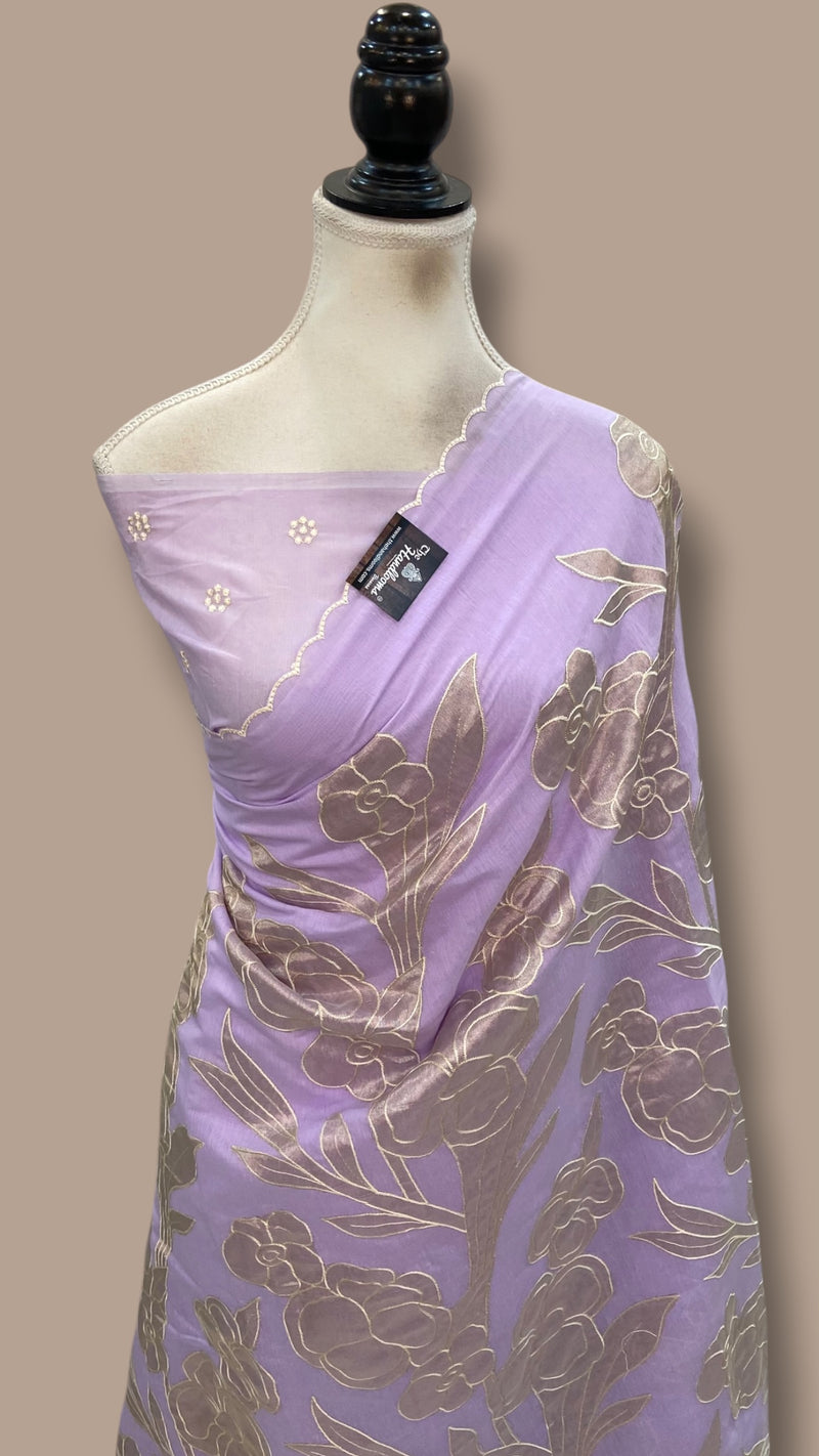Pure Chanderi Silk Handloom Banarasi Saree - Handwork