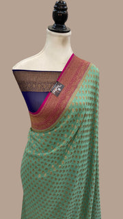 Pure Khaddi Georgette Handloom Banarasi Saree - Antique Zari - The Handlooms