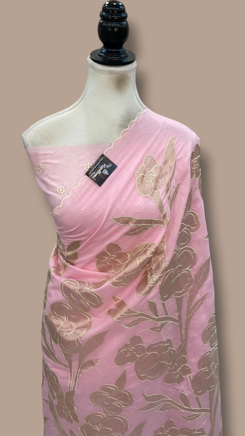Pure Chanderi Silk Handloom Banarasi Saree - Handwork