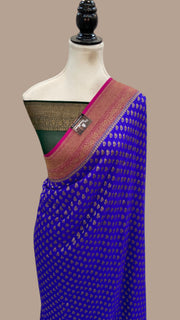 Pure Khaddi Georgette Handloom Banarasi Saree - Antique Zari - The Handlooms