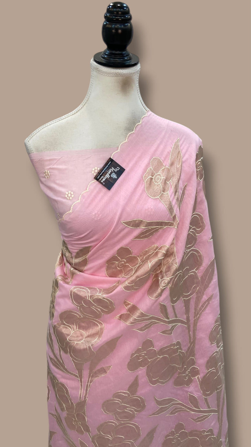 Pure Chanderi Silk Handloom Banarasi Saree - Handwork