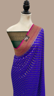 Pure Khaddi Georgette Handloom Banarasi Saree - Antique Zari - The Handlooms