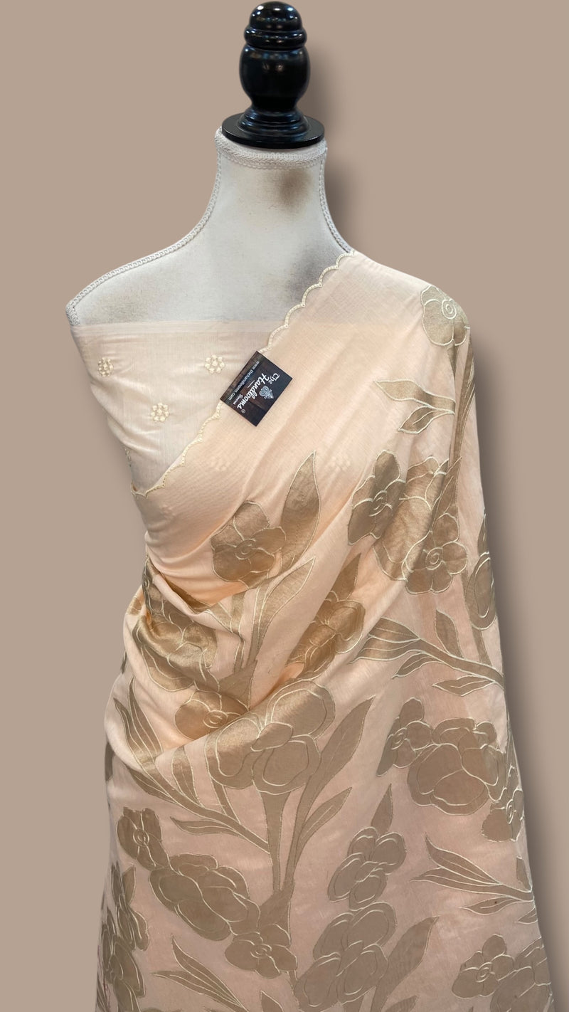 Pure Chanderi Silk Handloom Banarasi Saree - Handwork