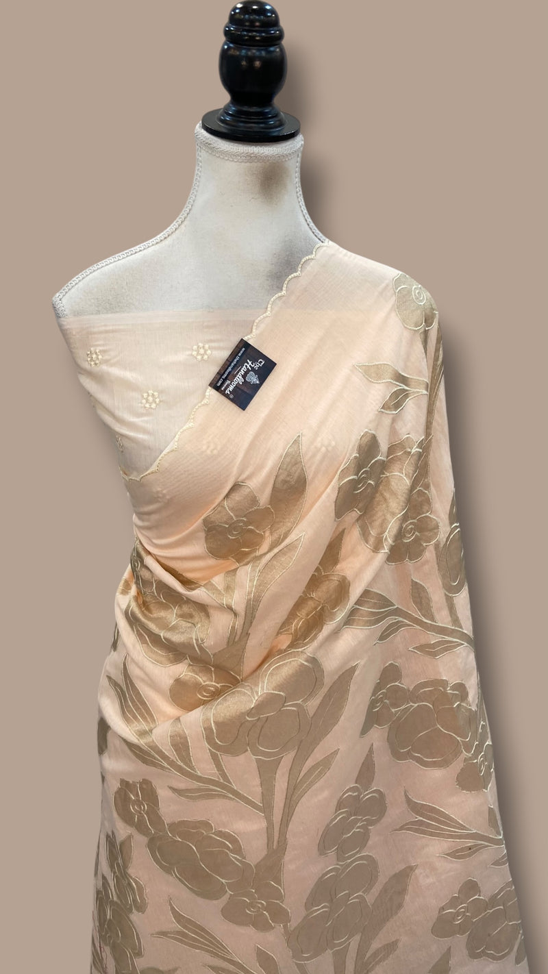 Pure Chanderi Silk Handloom Banarasi Saree - Handwork