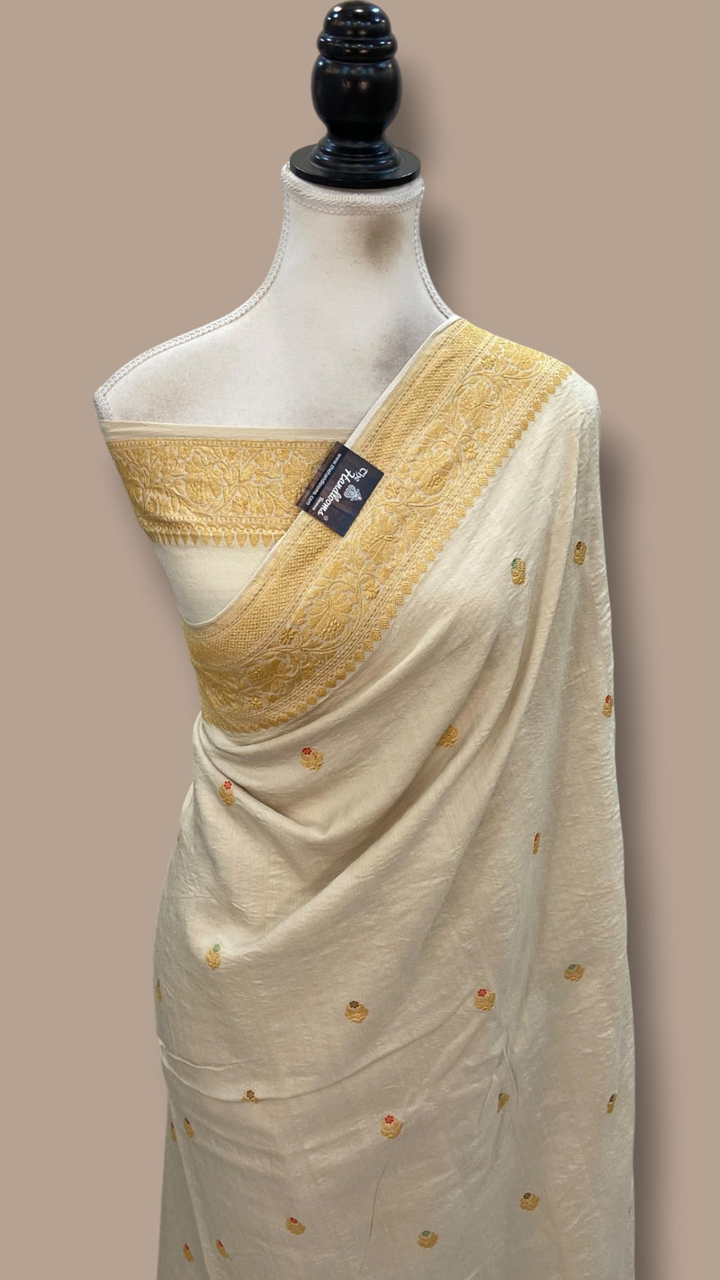 Pure Tussar Georgette Handloom Banarasi Saree - Water Zari