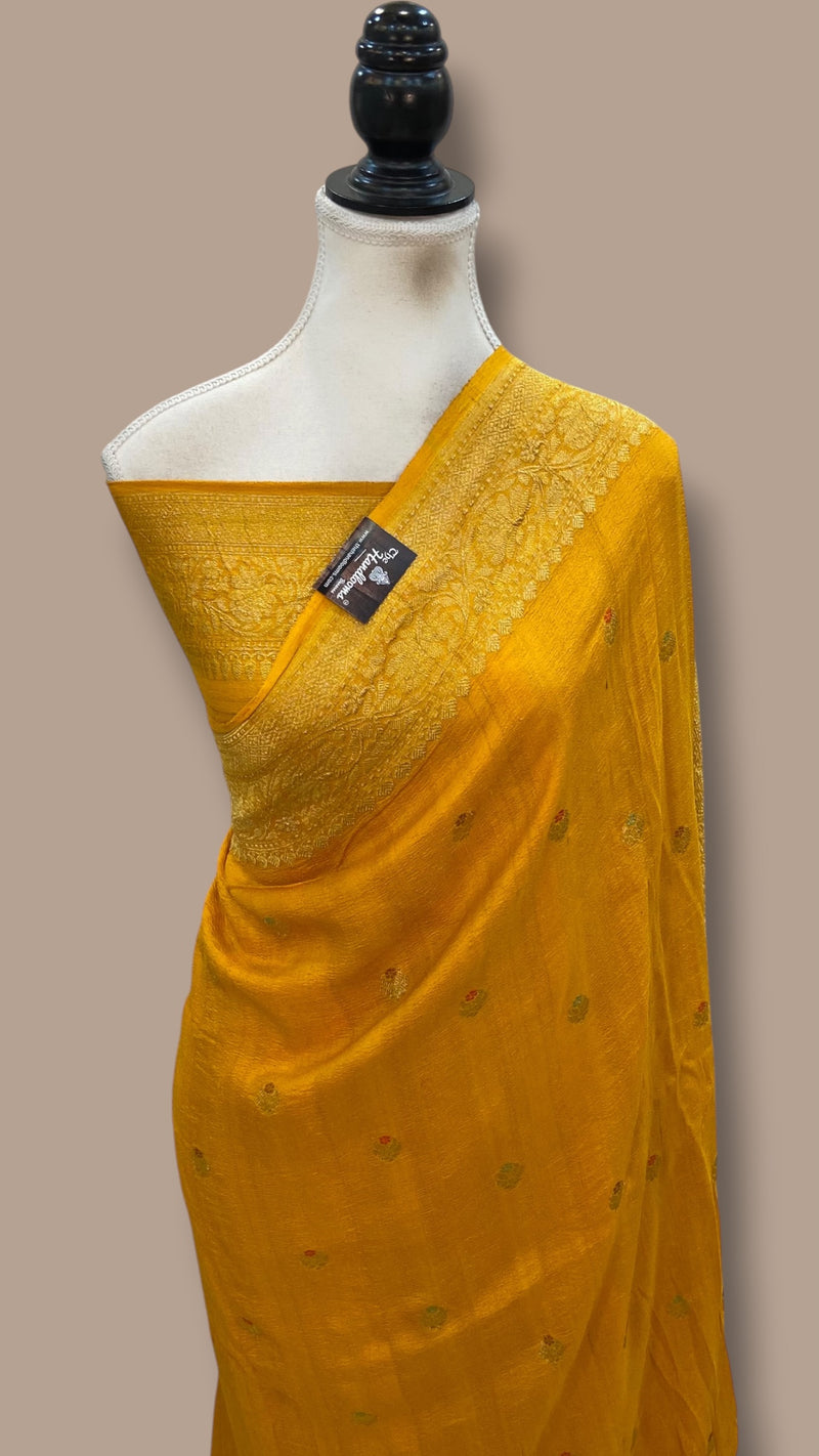 Pure Tussar Georgette Handloom Banarasi Saree - Water Zari