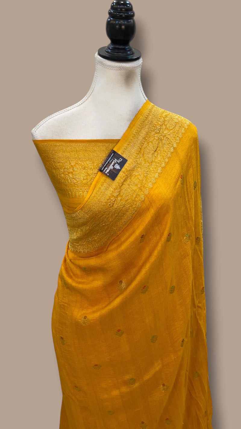 Pure Tussar Georgette Handloom Banarasi Saree - Water Zari
