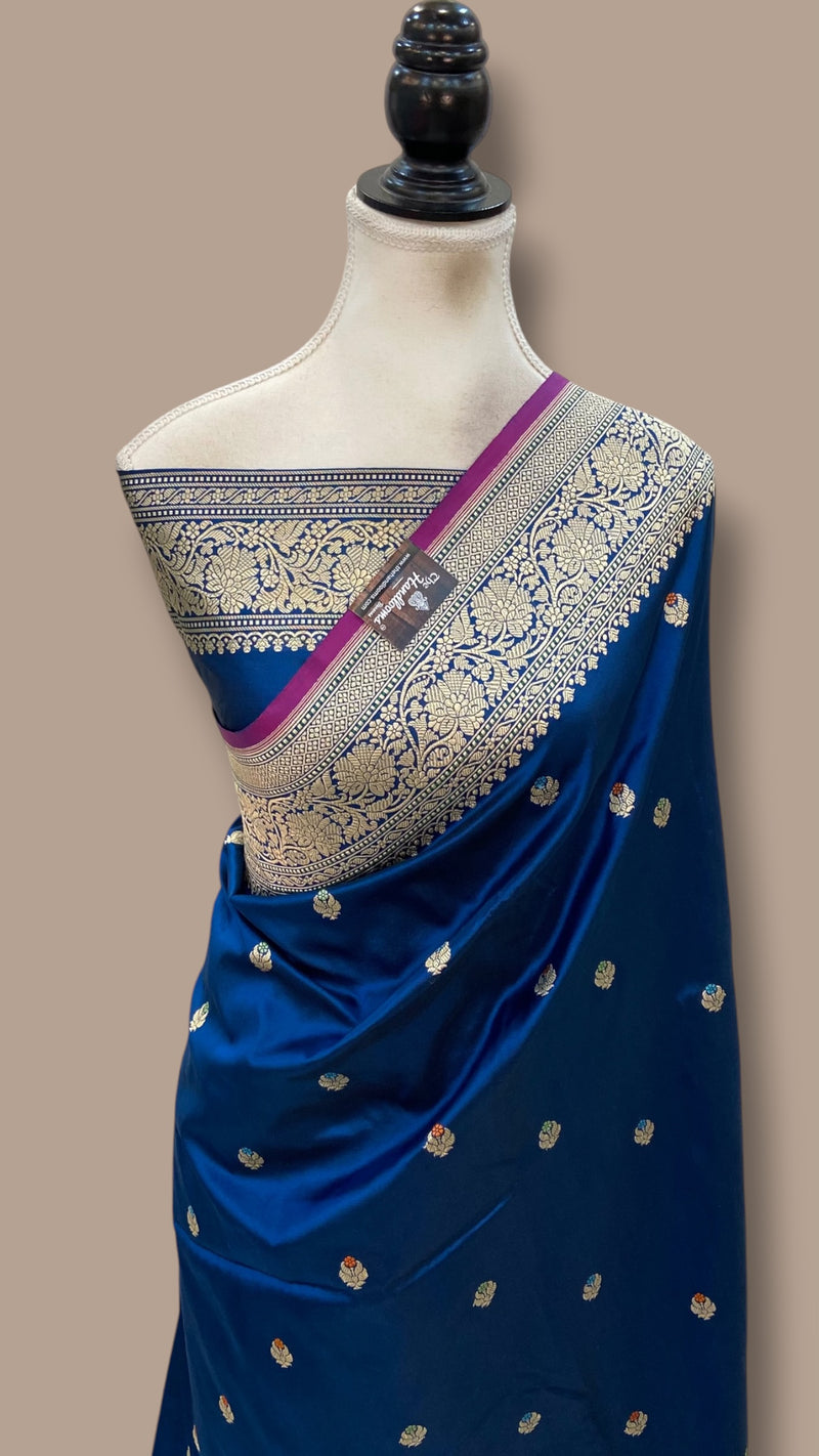 Pure Katan Silk Banarasi Handloom Saree - All over Kadua motifs With Meenakari