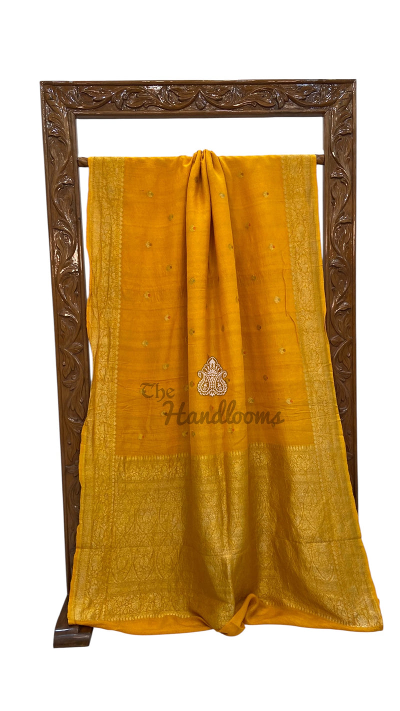 Pure Tussar Georgette Handloom Banarasi Saree - Water Zari