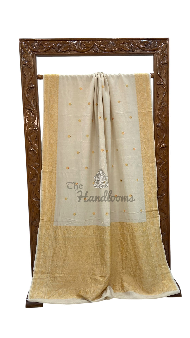 Pure Tussar Georgette Handloom Banarasi Saree - Water Zari