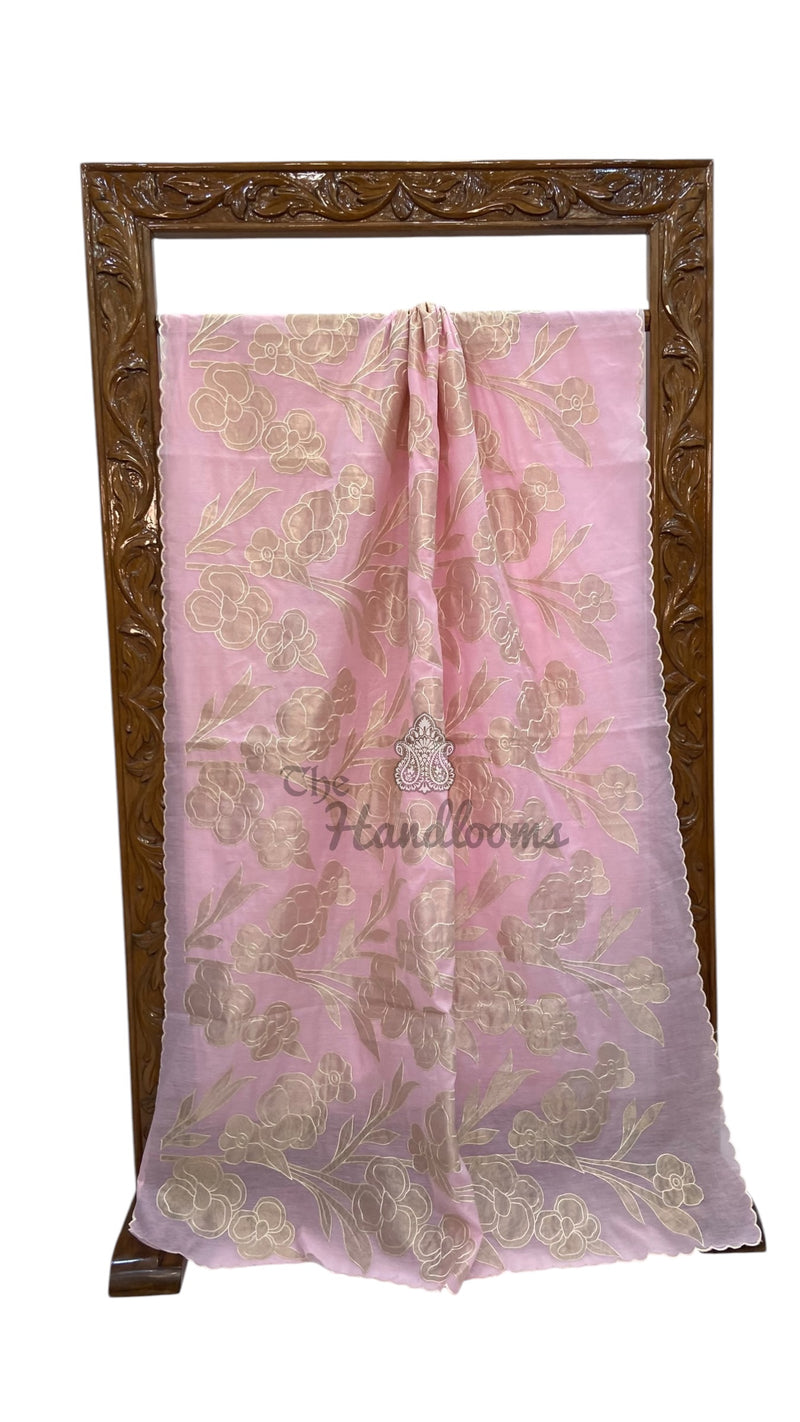 Pure Chanderi Silk Handloom Banarasi Saree - Handwork