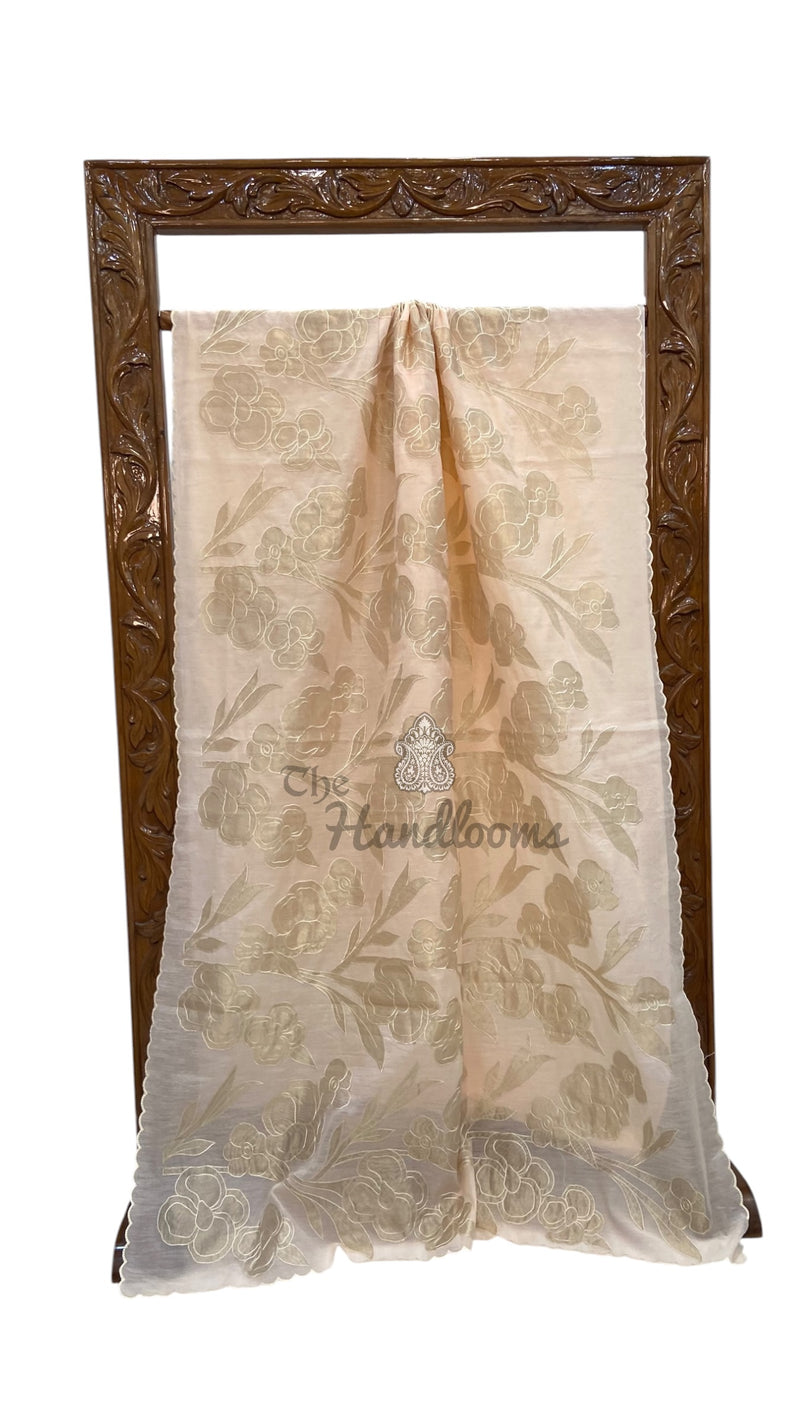 Pure Chanderi Silk Handloom Banarasi Saree - Handwork