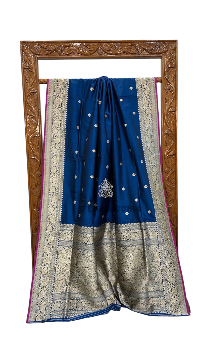 Pure Katan Silk Banarasi Handloom Saree - All over Kadua motifs With Meenakari