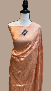 Pure Katan Silk Banarasi Handloom Saree - All over Sona Roopa Jaal work - The Handlooms