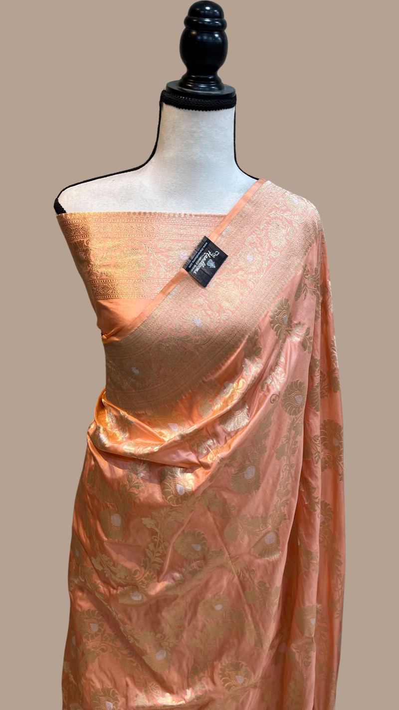 Pure Katan Silk Banarasi Handloom Saree - All over Sona Roopa Jaal work - The Handlooms