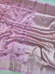 Pure Katan Silk Banarasi Handloom Saree - All over Sona Roopa Jaal work - The Handlooms