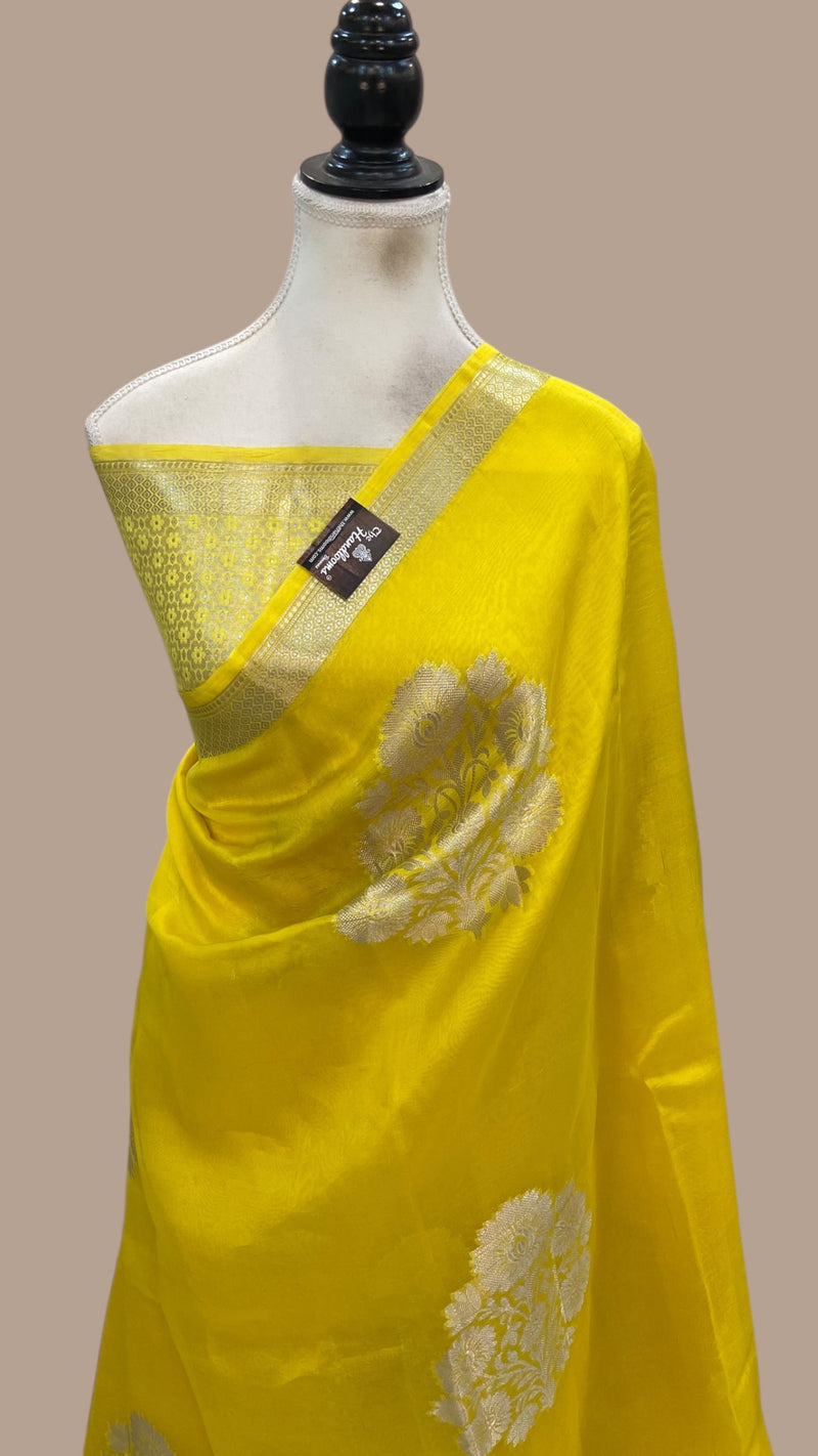 Yellow Pure Kora Handloom Banarasi Saree - The Handlooms