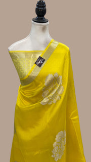 Yellow Pure Kora Handloom Banarasi Saree - The Handlooms