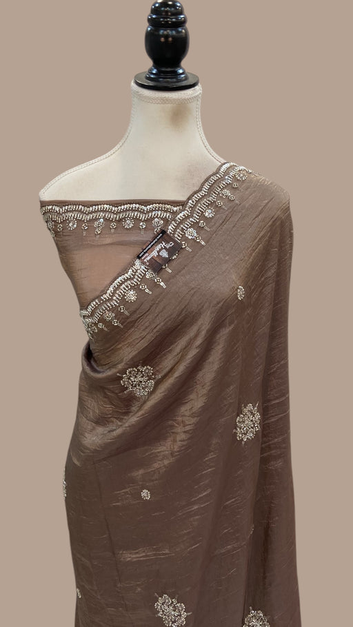 Tissue Silk Banarasi Saree With Handwork - The Handlooms